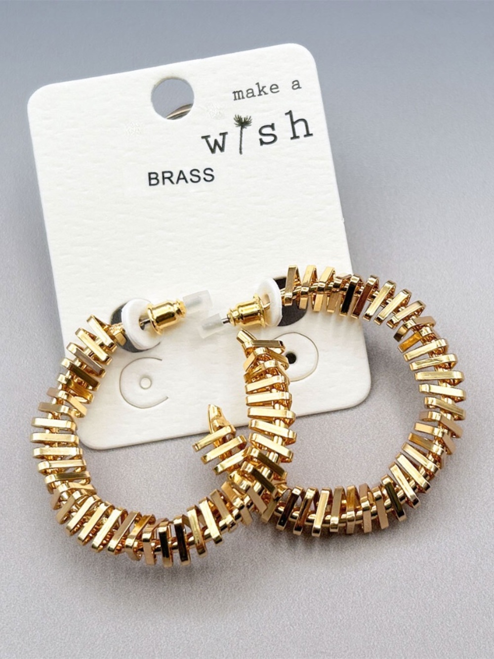 WISH Gold-Tone Twisted Spiral Coil 1-3/8" Hoop EARRINGS